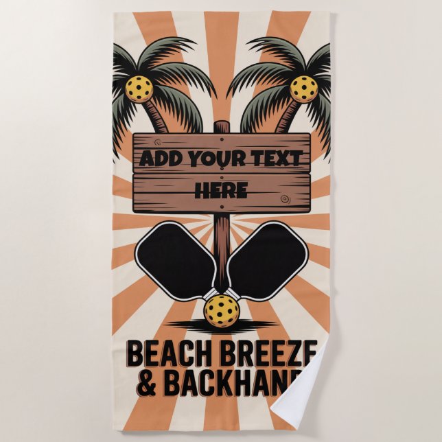 Serviette De Plage PERSONNALISER Pickleball Beach Breeze & Backhand (Devant)