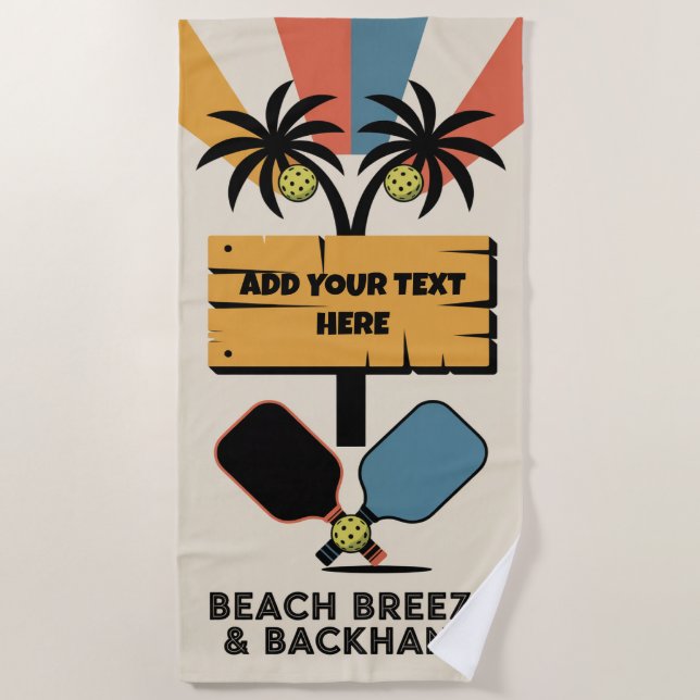 Serviette De Plage PERSONNALISER Pickleball Beach Breeze & Backhand (Devant)
