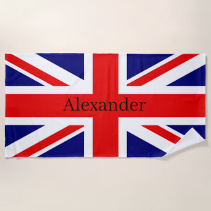 Serviette De Plage Personnalisez ce drapeau britannique avec le nom