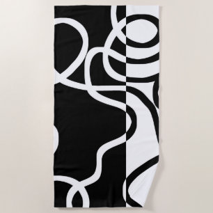 Serviette De Plage Persuasion linéaire I : Abstrait noir et blanc