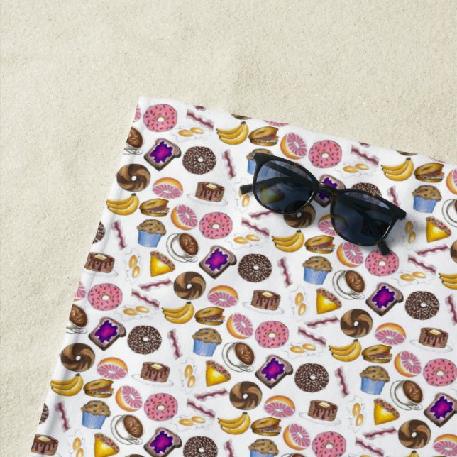 Serviette De Plage Petit-déjeuner Brunch Nourriture Bagel Donut OEufs (En situation)