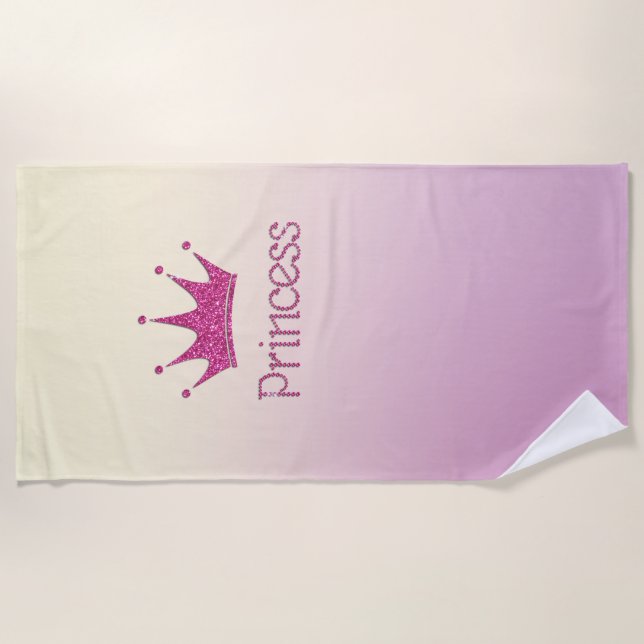 Serviette De Plage Petite Fille Tiara, Princesse, Ombre - Personnalis (Devant)