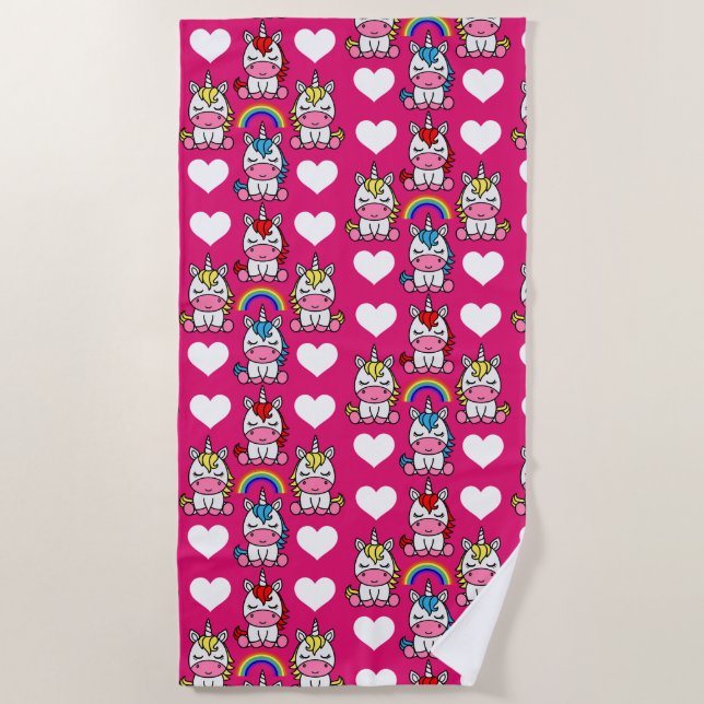 Serviette De Plage Petites filles Unicorn Pony (Devant)