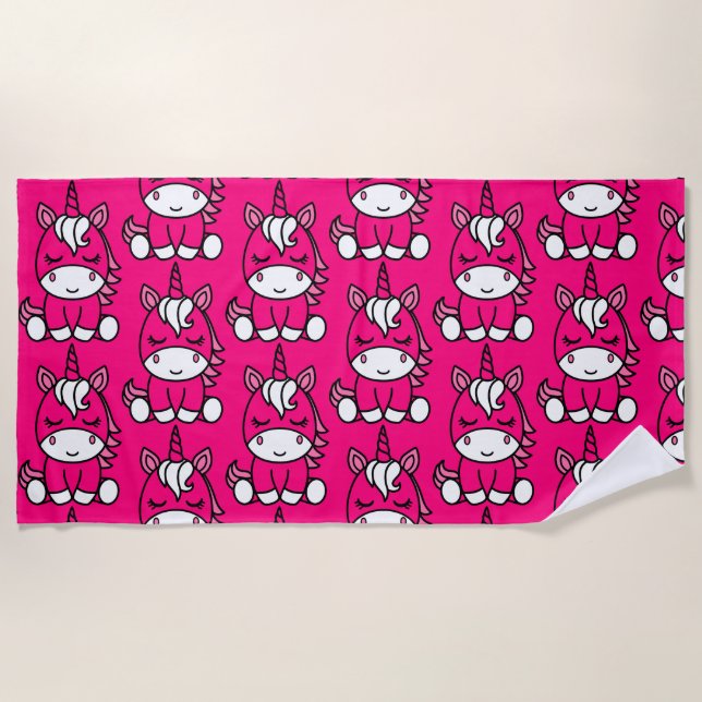 Serviette De Plage Petites filles Unicorn Pony (Devant)