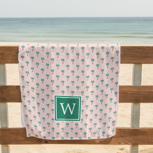 Serviette De Plage Petites Palmes Monogramme
