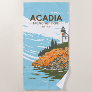 Serviette De Plage Phare du port de Bar Park National Acadia