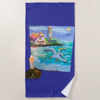 Serviette De Plage Phare Et Goéland À La Chandelle 🕯️