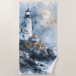 Serviette De Plage Phare Lumineux sur la côte rocheuse