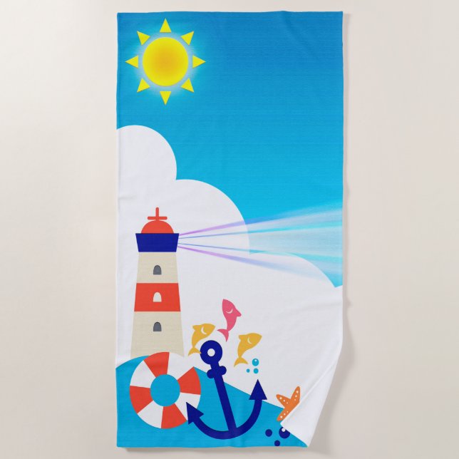 Serviette De Plage Phare Nautique (Devant)
