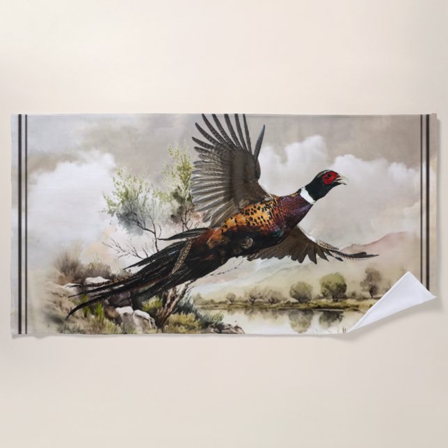 Serviette De Plage Phéasants, Chasse Royale Art (Devant)