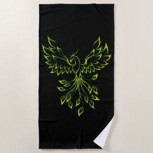 Serviette De Plage Phoenix vert se lève sur le noir