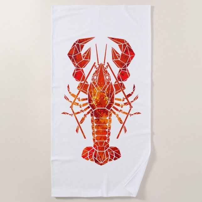 Serviette De Plage Phomard polygonal rouge (Devant)