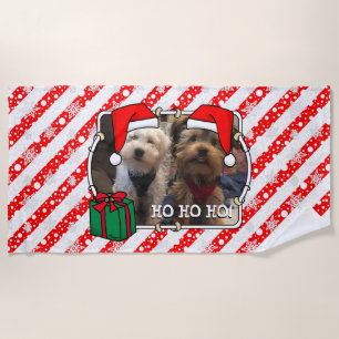 Serviette De Plage Photo personnalisée Noël Père Noël Pet HO HO HO HO