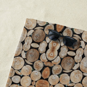 Serviette De Plage Photographie d'un motif d'empilement de rondins de