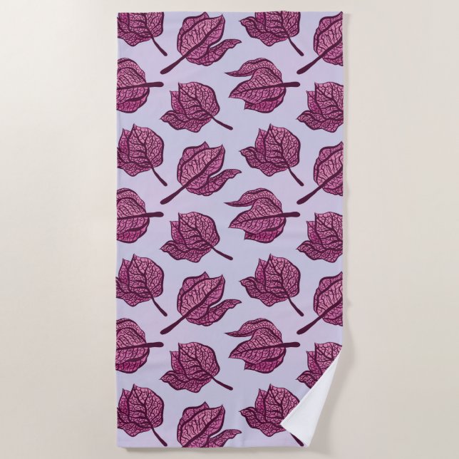 Serviette De Plage Physalis rose Fleur Motif Pastel Botanique (Devant)
