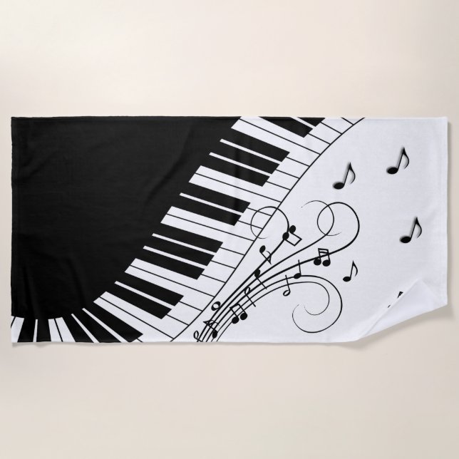 Serviette De Plage Piano Keyboard Music Design (Devant)