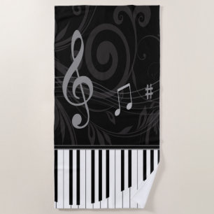 Serviette De Plage Piano lunatique et notes musicales