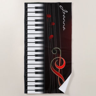 Serviette De Plage Piano Noir Avec Clavier Blanc