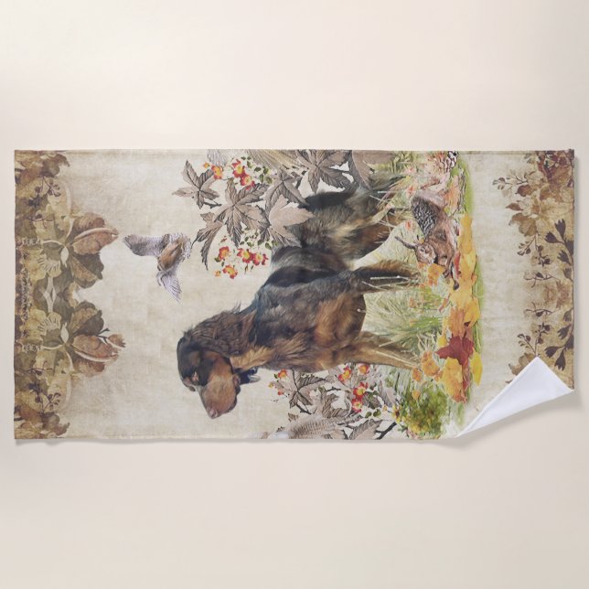 Serviette De Plage Picardy Spaniel, chasse aux oiseaux (Devant)