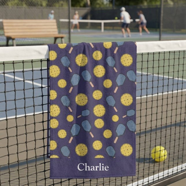 Serviette De Plage Pickleball Bleu Personnalisé (Créateur téléchargé)