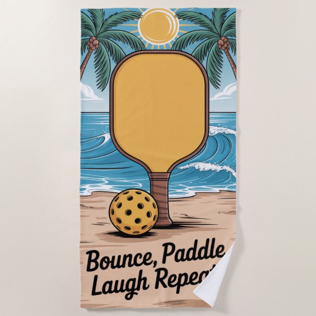 Serviette De Plage Pickleball Bounce Paddle Laugh Vacances répétées (Devant)