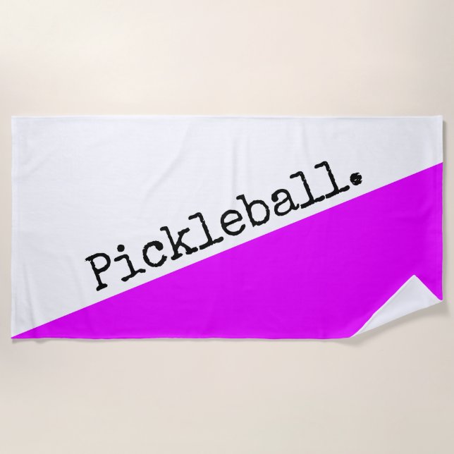 Serviette De Plage PICKLEBALL Bright Tropical rose blanc bloc de coul (Devant)