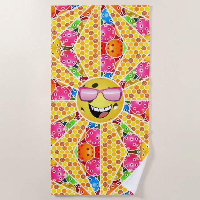 Serviette De Plage Pickleball est mon endroit heureux, Pickleball sou (Devant)