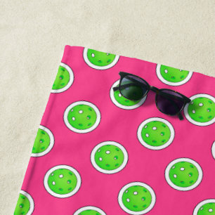 Serviette De Plage Pickleball Green Pickleballs Pois Hot rose
