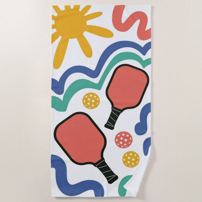 Serviette De Plage Pickleball Paddle Et Ball Beach Towel Cadeau (Devant)