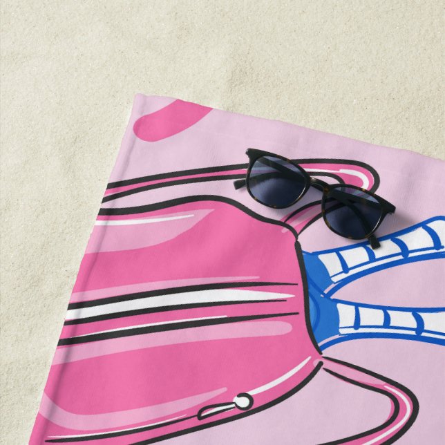 Serviette De Plage Pickleball Paddles et boules Pink Preppy (En situation)