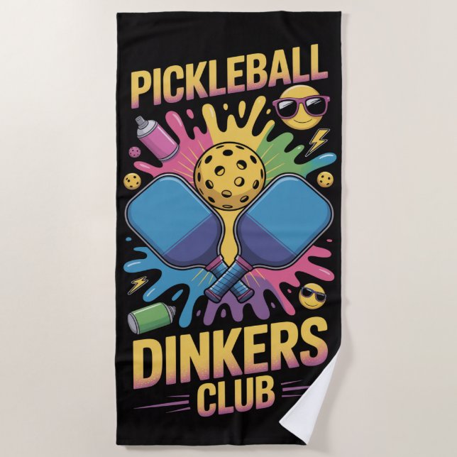 Serviette De Plage Pickleball Pickleball Dinkers Club Graffiti (Devant)