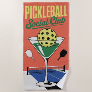 Serviette De Plage Pickleball Social Club Retro Paddle Court