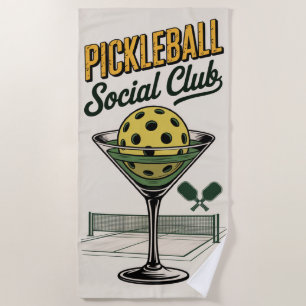 Serviette De Plage Pickleball Social Club Retro Paddle Court