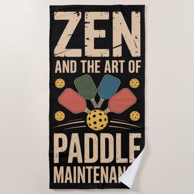 Serviette De Plage Pickleball Zen Paddle Maintenance Graphique (Devant)