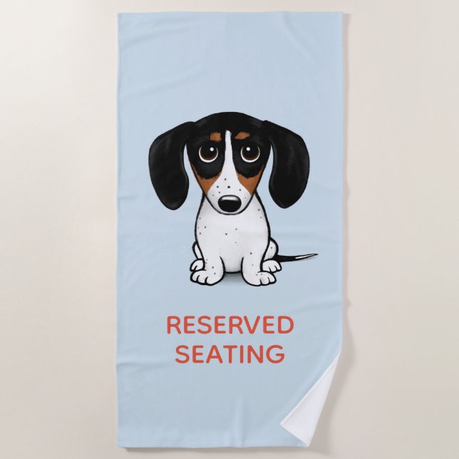 Serviette De Plage Piebald Dachshund | Chien mignon avec texte person (Devant)