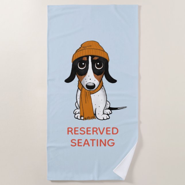 Serviette De Plage Piebald Dachshund Dog avec texte Casquette et pers (Devant)