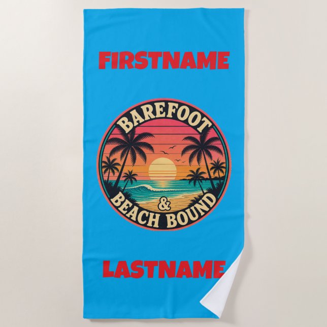 Serviette De Plage Pieds nus et en route pour la plage (Devant)