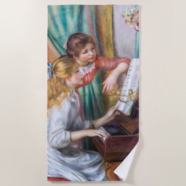 Serviette De Plage Pierre Auguste Renoir - Jeunes filles au piano (Devant)