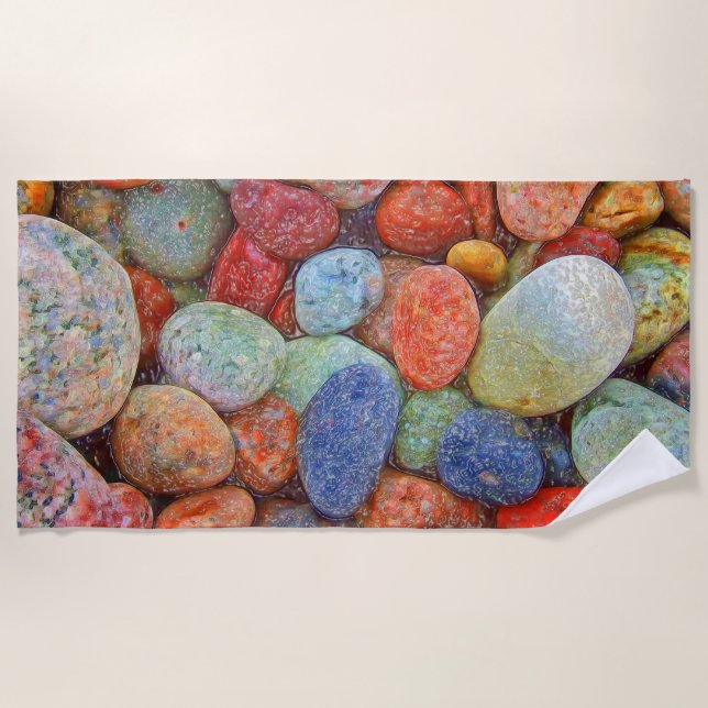 Serviette De Plage Pierre colorée, galets, rochers (Devant)