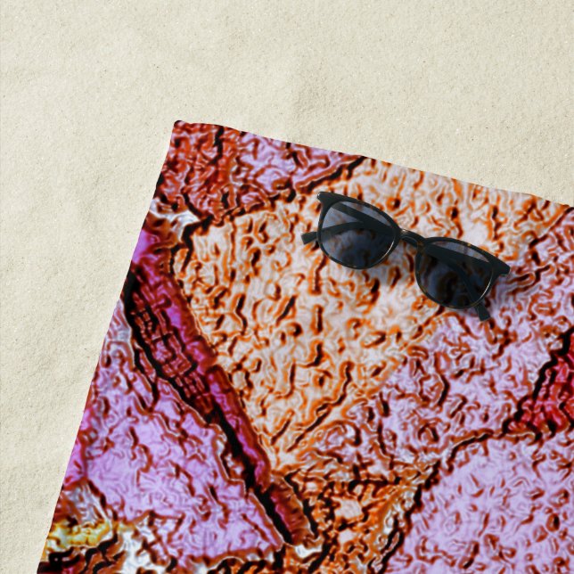 Serviette De Plage Pierres volcaniques peintes en violet rose (En situation)