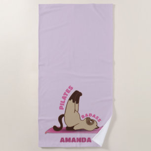 Serviette De Plage Pilates Badass entraînement Kitty Cat Nom personna