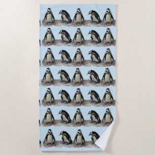Serviette De Plage Pingouin Birds Blue Beach Towne