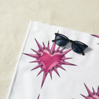 Serviette De Plage Pink Barbed Heart Cybersigilism Beach Towel