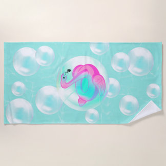 Serviette De Plage Pink flamingo inflatable bubble