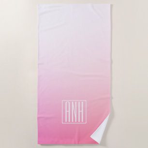 Serviette De Plage Pink Ombre Gradation et vos initiales