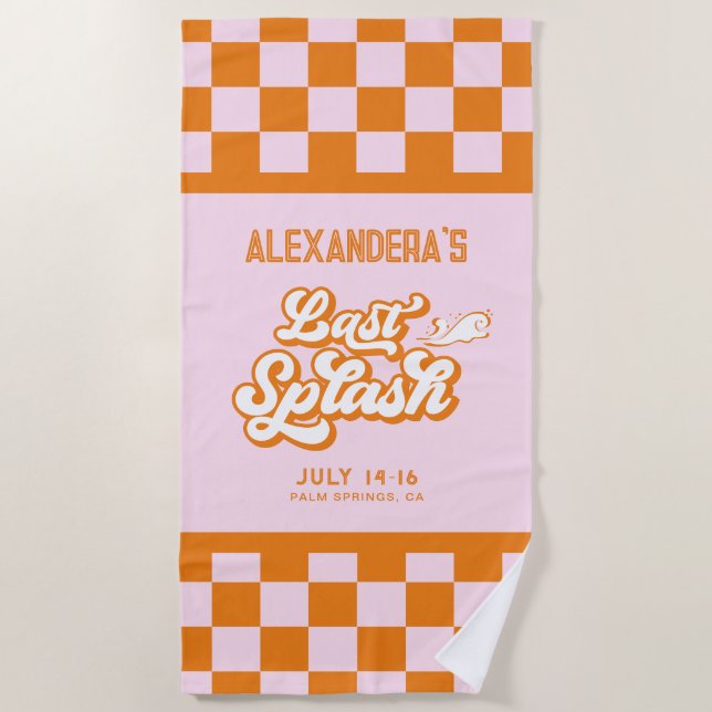 Serviette De Plage Pink Orange Été Dernier Splash Bachelorette (Devant)