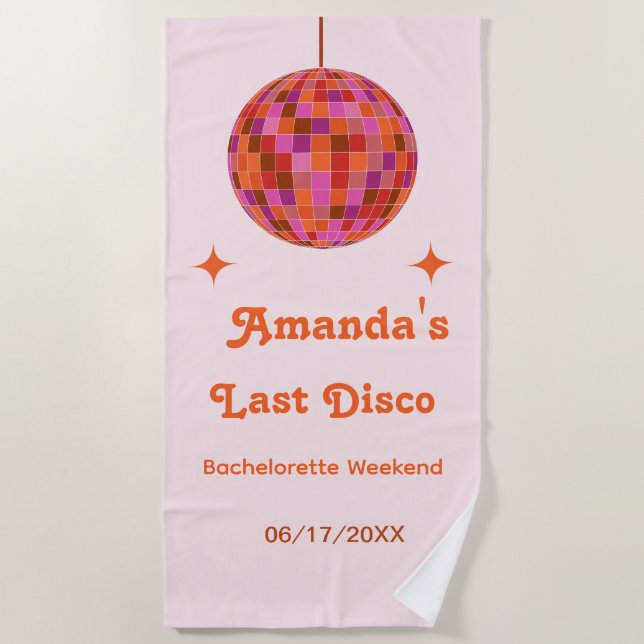 Serviette De Plage Pink Orange Super Dernier disco Bachelorette weeke (Devant)