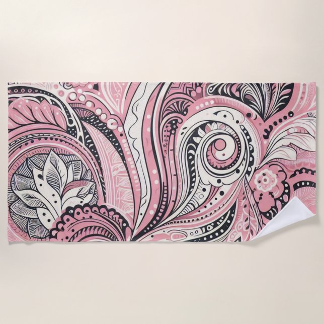 Serviette de plage Pink Paisley The Home Studio (Devant)