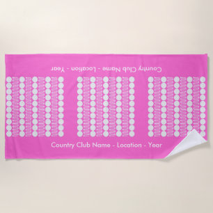 Serviette De Plage Pink Personnalisé Country Club Nom-Lieu-Année