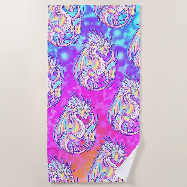 Serviette De Plage Pink Scribble mignonne Girone Dragon Wyvern Inugam (Devant)